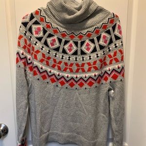 1901 Womens Shrunken Fair Isle Turtleneck Sweater